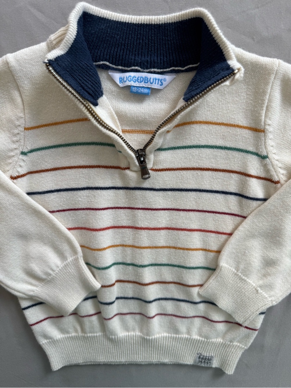 RuggedButts Cream Stripe Half-Zip Sweater - Kids